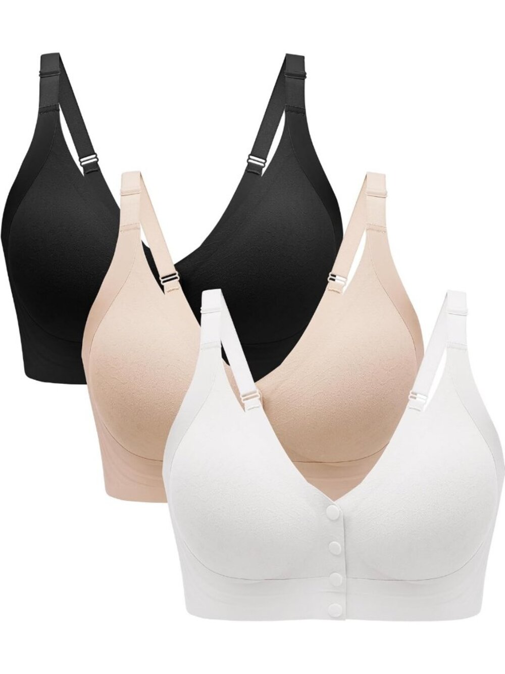 Seamless Front Closure Bras for Women - Jelly Support, 3 Pack Comfort Set